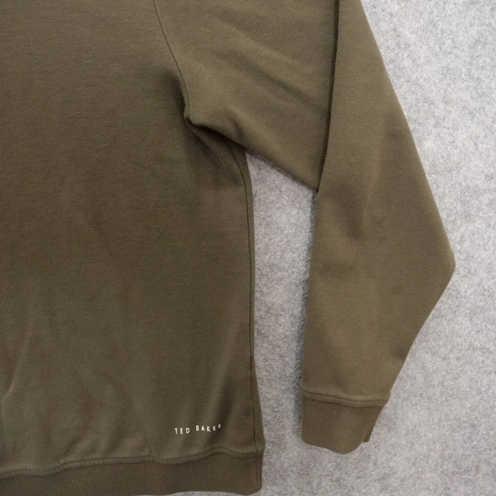 Ted Baker Sweater Mens Large Brown Knit Pullover Long Sleeve Mock Neck 1/4 Zip